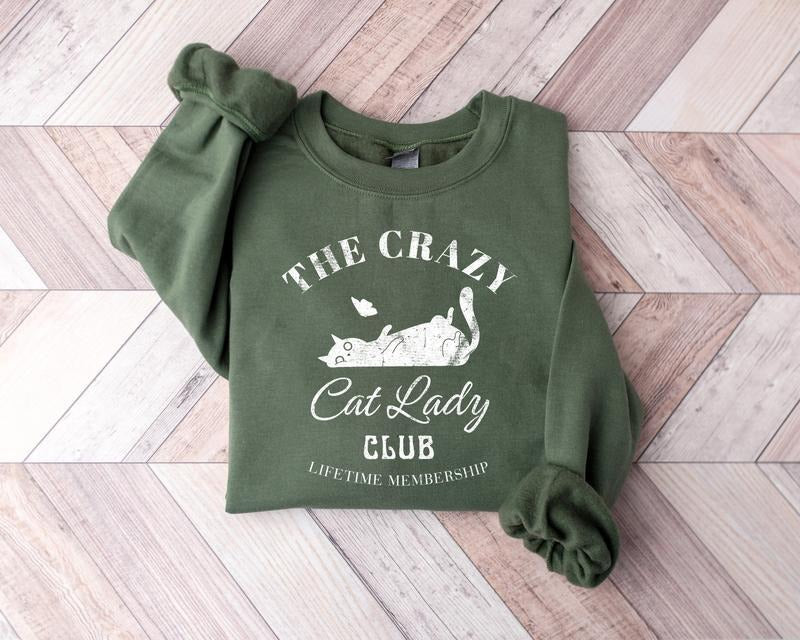 Cat Lady Club Sweatshirt, Crazy Cat Lady Sweater, Cat Lady Crewneck, Cat Mom Shirt, Cat Mama Sweater, Cat Lover Gifts,...