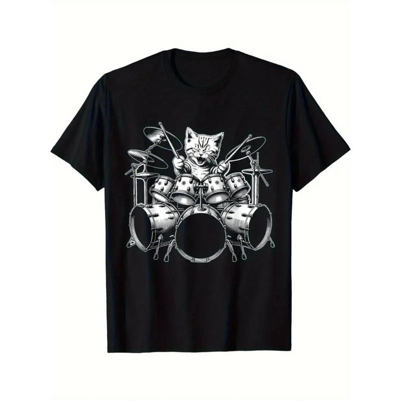 Cat Rock Band Fun Cat Drummer Cat Drum T-shirt  made in usa Hoodie, Sweatshirt | UrbanDripWear.com