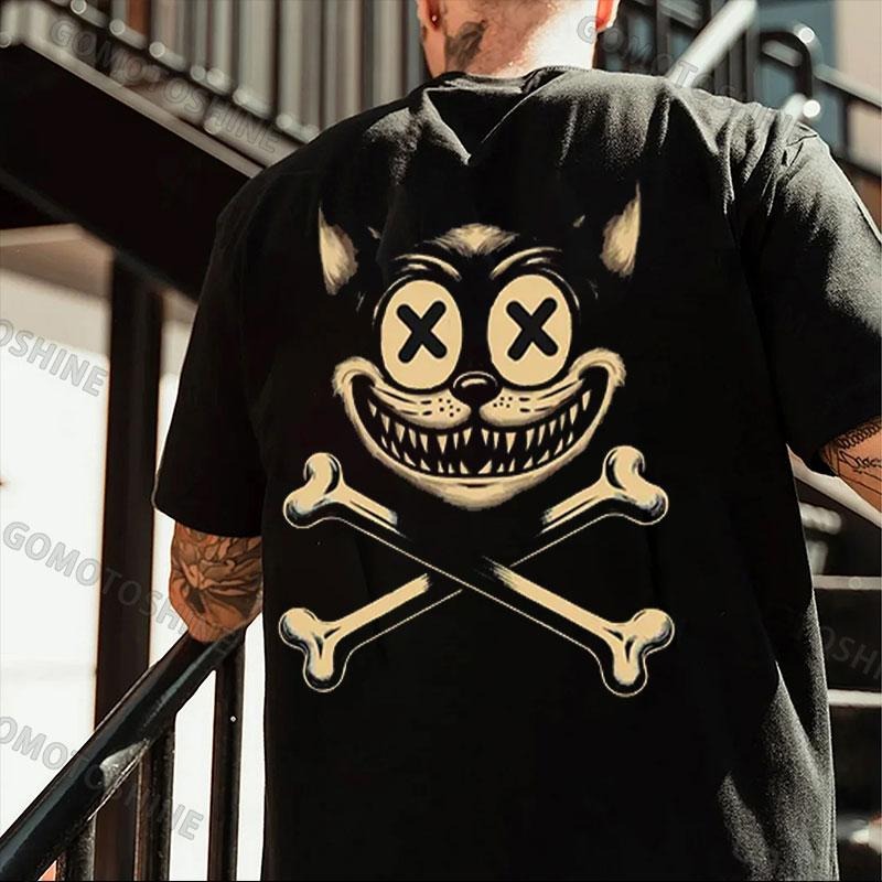Cat Skull Print Men's T-Shirt Hoodie, Sweatshirt | UrbanDripWear.com