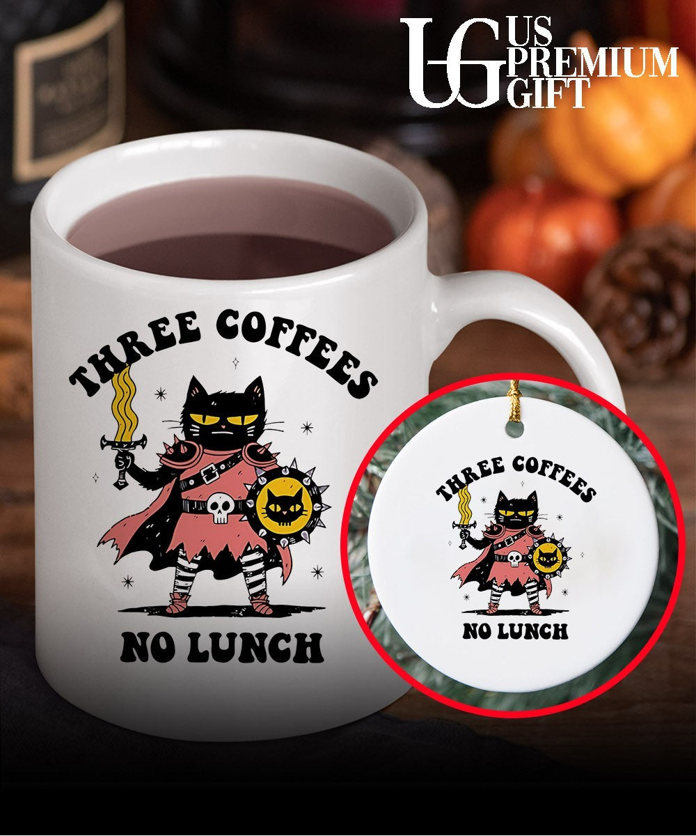 Cat knight three coffees no lunch shirt