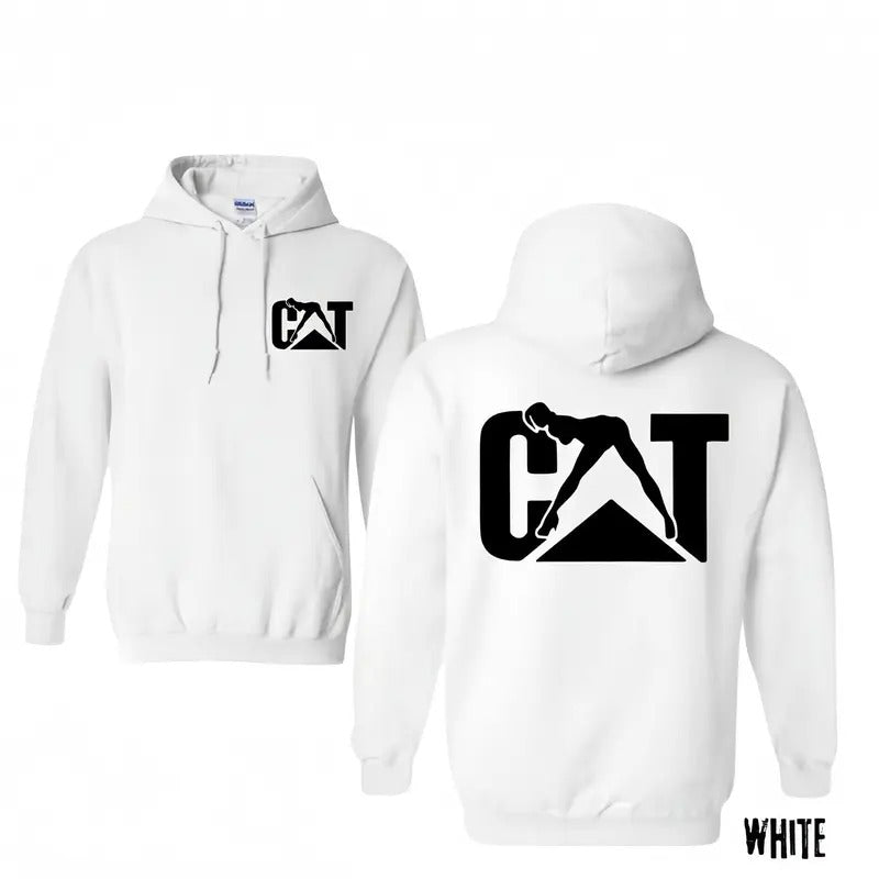 Cat with Woman Hoodie, Unisex Classic Fabric Shirt, Lady Cat Tee, Menswear Sweaters Tops Pullover Human Casual Long...