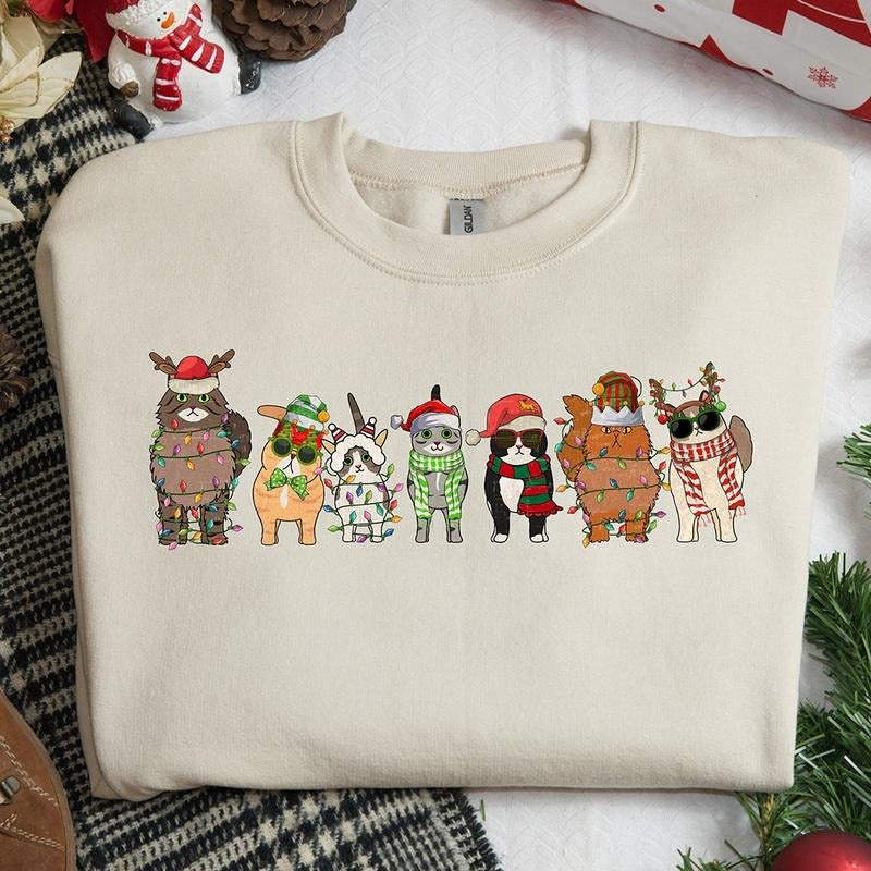 Cats Christmas Crewneck Sweatshirt, Hoodie, T-shirt | UrbanDripWear.com