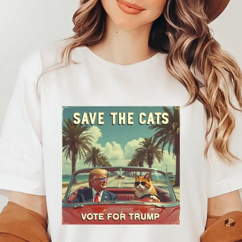 Cats for Trump, Republican Shirt, Trump 2024 Shirt, Conservative Gift, Trump shirt, Patriotic Shirt, Save the Cats Vote...
