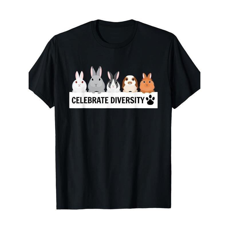 Celebrate Diversity Cute Pet Rabbit Shirt Rabbit Lover T-shirt 100% Cotton 220g made in usa Hoodie, Sweatshirt