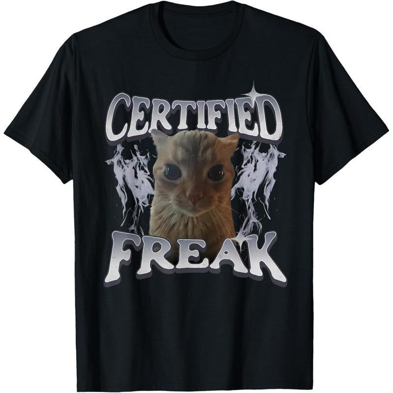 Certified Freak Funny Cat Meme Retro Faded Cat T-Shirt Hoodie, Sweatshirt | UrbanDripWear.com