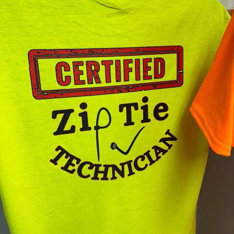 Certified Zip Tie Technician short sleeve shirt Cotton Menswear Soft T-Shirt Hoodie, Sweatshirt | UrbanDripWear.com