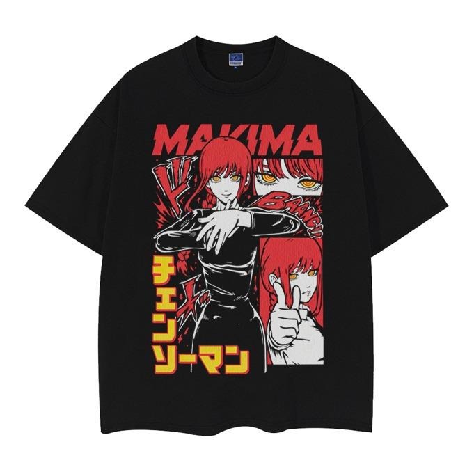 Chainsaw Man "Makima" Vintage Oversized Tee Anime T-shirt 100% Cotton Original Design Men's Top Casual Streetwear Hoodie,...