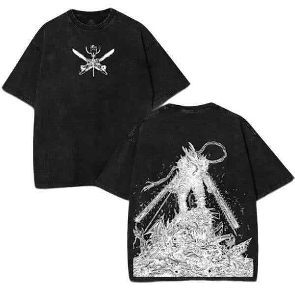 Chainsaw Man Denji Chainsaw pochita Devil villains v3 Washed T-shirt Double-Sided Print Anime Manga Washed Shirt Graphic...