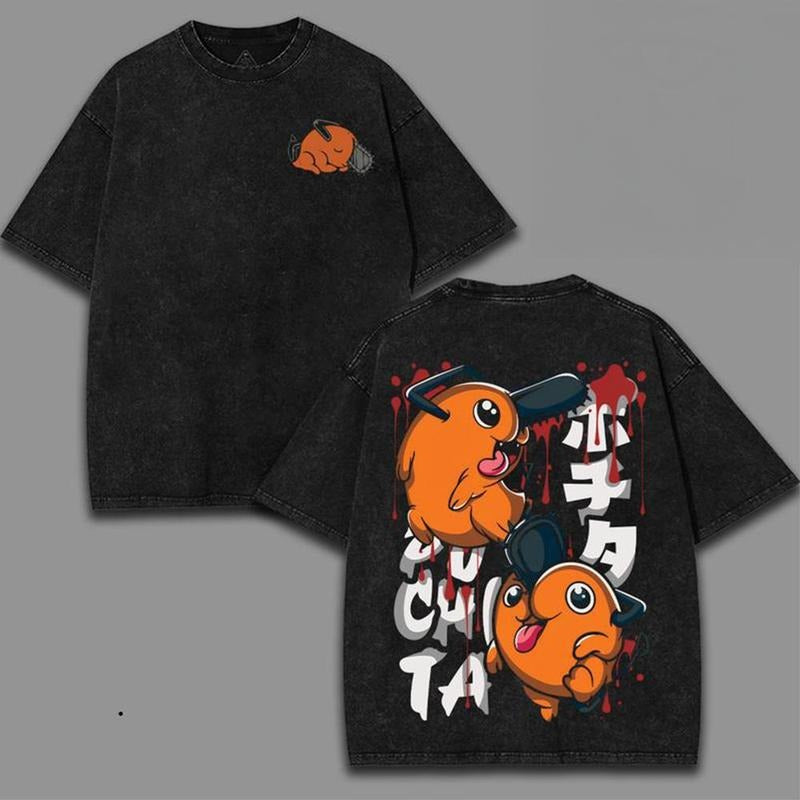 Chainsaw Man Denji Pochita Pure Original Prime Anime Manga Game Movie Devil Art Washed T-Shirt 2 Sided Print Graphic Tee...