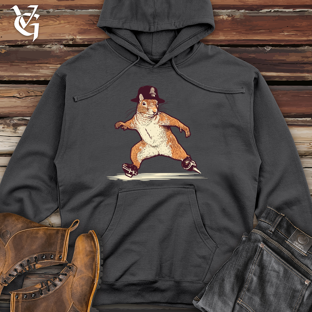 Vintage Skating Squirrel Midweight Hooded Sweatshirt