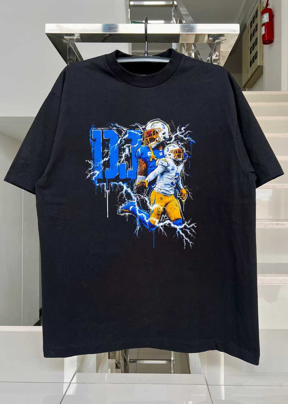 Chargers Fan Gear Derwin James Football Lightning Strike Chargers T-Shirt