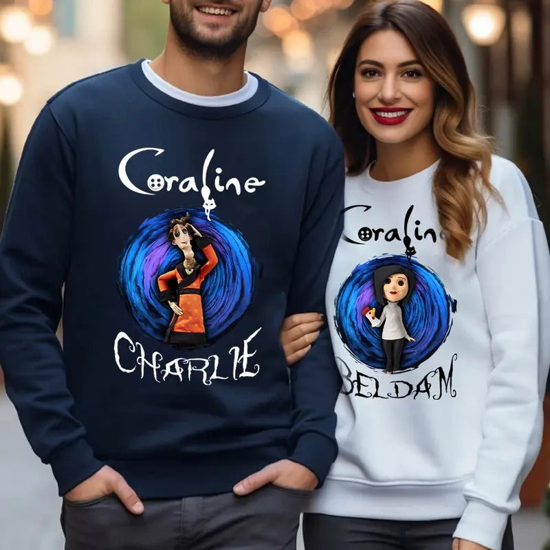 Charlie And Beldam Couple Sweatshirt, Cute Coraline T-Shirt, Valentine Movie Hoodie Shirt | UrbanDripWear.com
