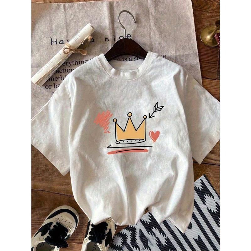 Charming T - Shirt with Crown and Heart Motif: A Delightful Fashion Piece Hoodie, Sweatshirt | UrbanDripWear.com