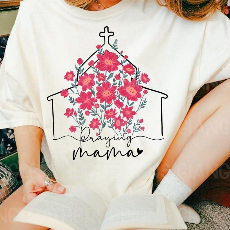 Charming and Inspirational T - Shirt: Make a Statement with a Church - and - Flower Motif