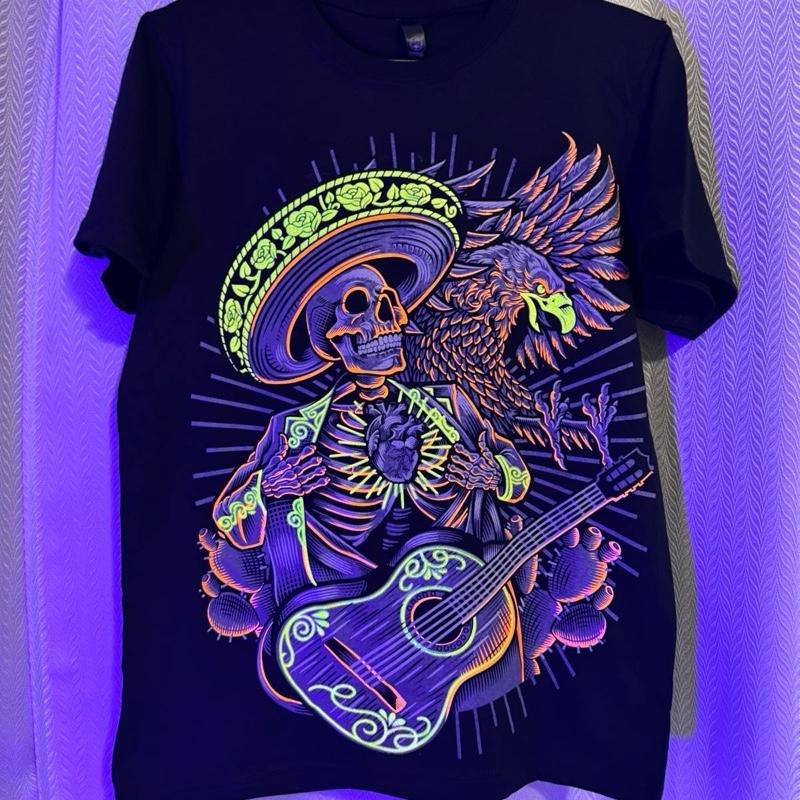 Charro Aguila T-Shirt - Black Shirt Featuring Colorful Aguila Skeleton Graphic Design Hoodie, Sweatshirt | UrbanDripWear.com