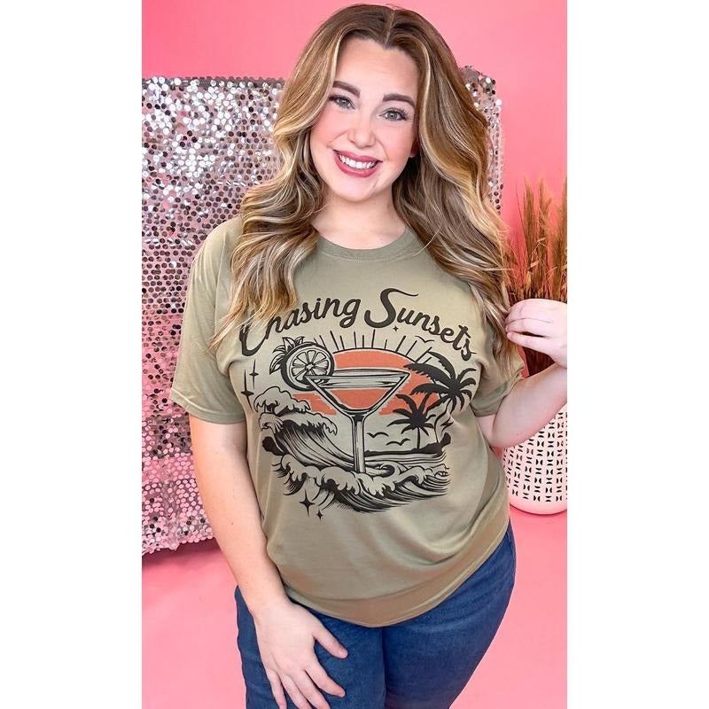 Chasing Sunsets Scene Khaki Graphic Shirt Hoodie, Sweatshirt | UrbanDripWear.com