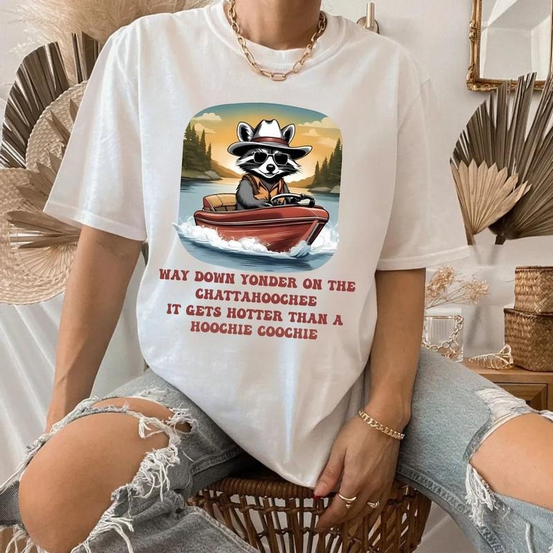 Chattahoochee Tshirt, Summer Tshirt, Way Down Yonder On The Chattahoochee, Raccoon Tshirt, Funny Raccoon Alan Jacks0n...
