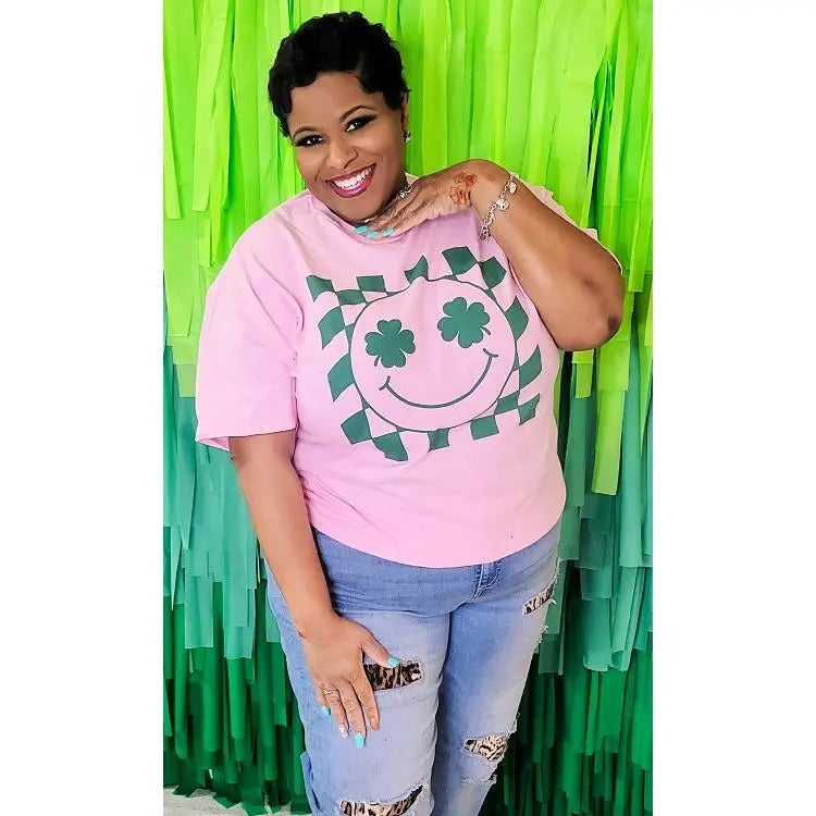 Checker Board Clover Smiley T-Shirt Hoodie, Sweatshirt | UrbanDripWear.com