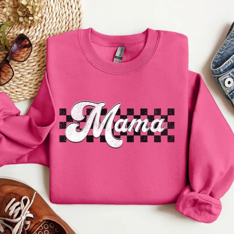 Checkered Mama sweatshirt, Retro Mama sweatshirt, Mothers Day Gift T-Shirts, Hoodie | UrbanDripWear.com