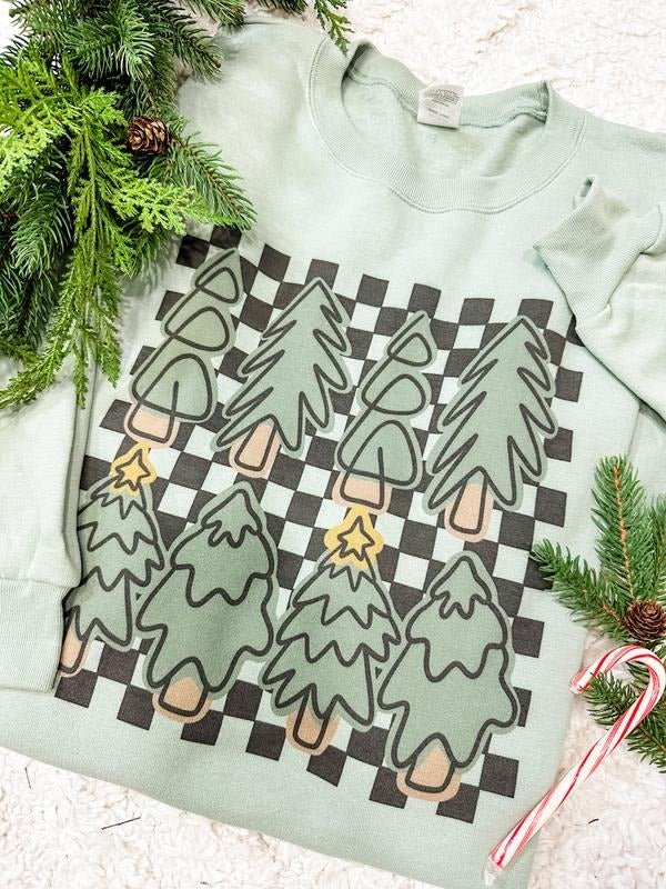 Checkered Tree Graphic Sweatshirt T-Shirts, Hoodie | UrbanDripWear.com