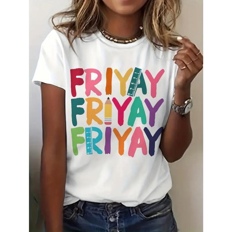 Cheerful and Fun - filled T - Shirt: "FRIYAY FRIYAY FRIYAY" with School