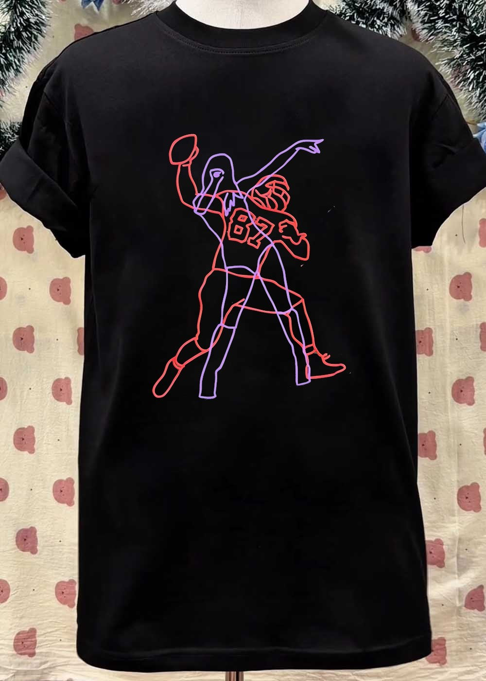 Cheerleader and Football Player 87 Kansas City Chiefs neon T-Shirt