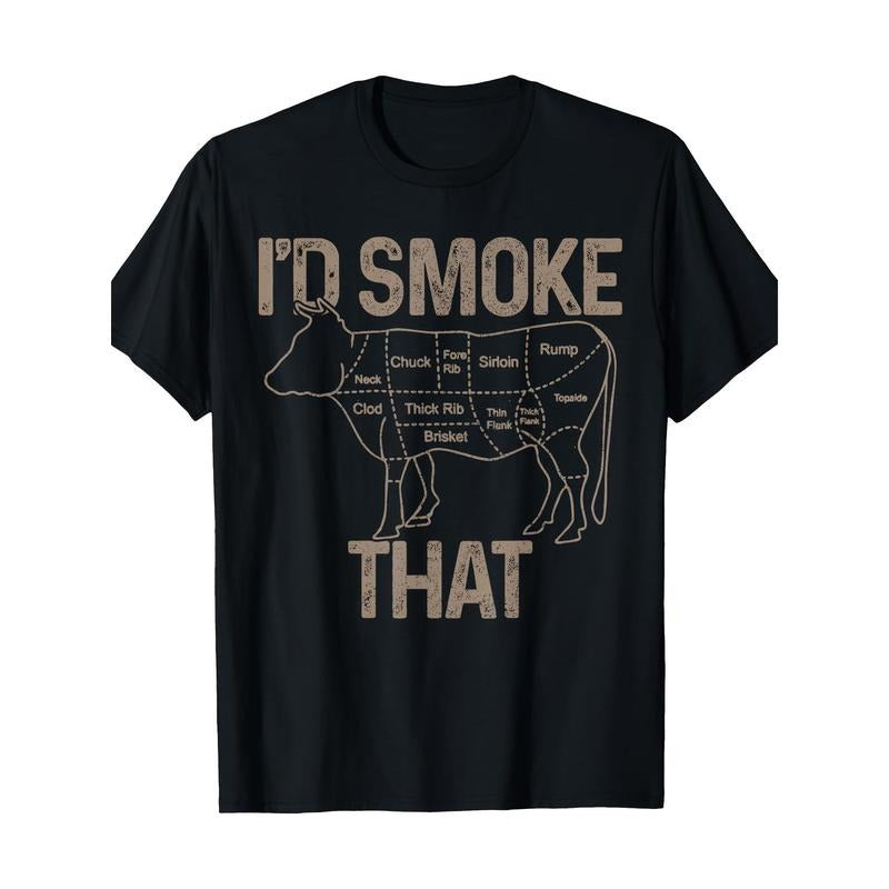 Chef Butcher Cook BBQ I'd Smoke That Cow Beef Funny Gift 220g 100% Cotton T-Shirt made in usa Hoodie, Sweatshirt
