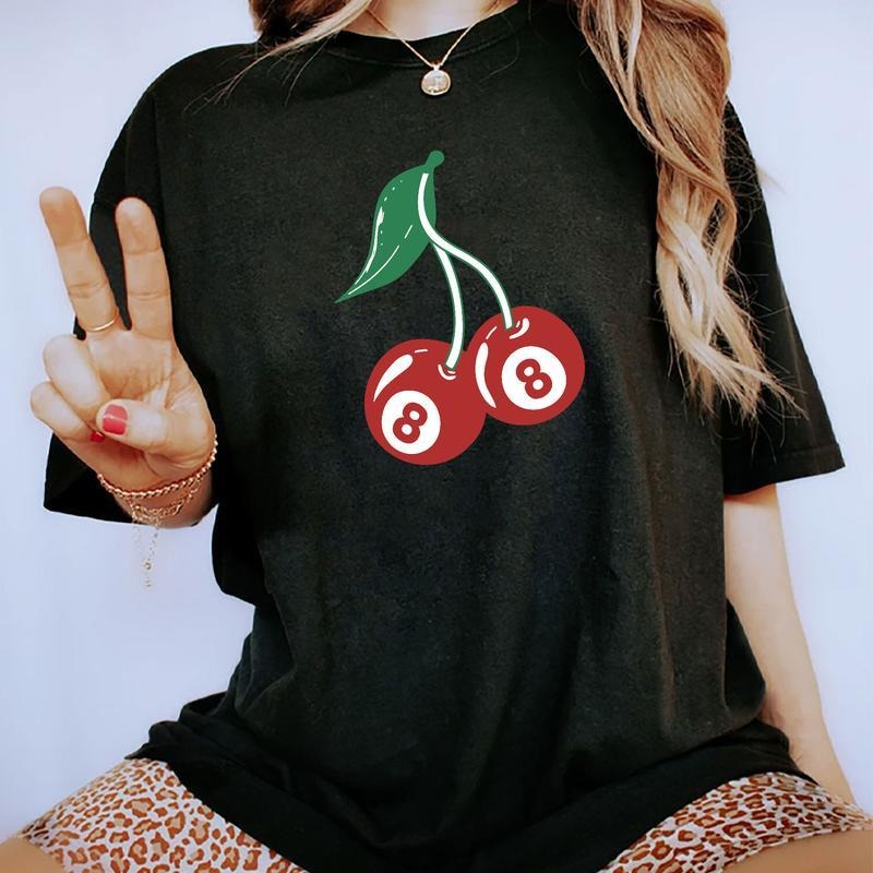 Cherry 8 Ball Shirt Vintage, Retro Billiard Lovers Oversized Shirt, Y2k Cherry 90s Graphic Printed Tee, Cherry T-Shirts,...