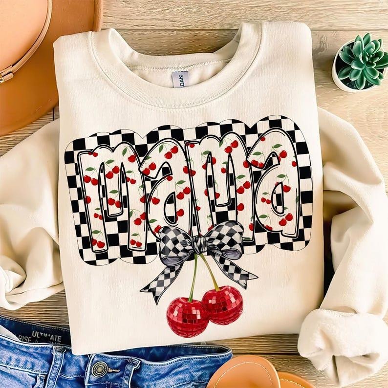 Cherry Bow Coquette Mama Sweatshirt Mom Coquette Soft Girl Aesthetic Mothers Day Ribbon T-Shirts, Hoodie | UrbanDripWear.com