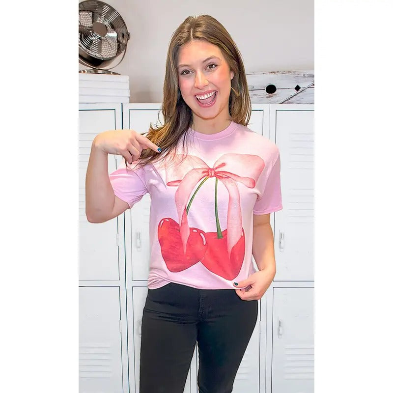 Cherry Bow Graphic T-Shirt Hoodie, Sweatshirt | UrbanDripWear.com