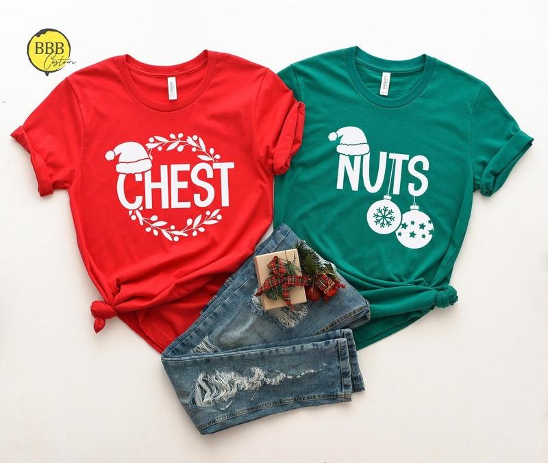 Chest Nuts Christmas Couple Shirts, Holiday Matching Party Shirt Hoodie, Sweatshirt | UrbanDripWear.com