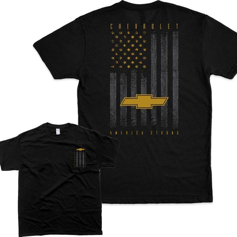 Chevrolet American Flag America Strong T-Shirt 2 Side Crewneck Top Hoodie, Sweatshirt | UrbanDripWear.com