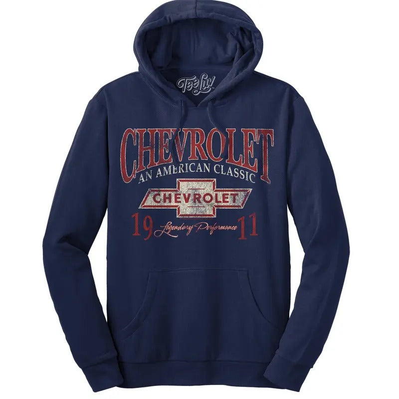 Chevy American Classic Pullover Hooded Sweatshirt - Navy T-Shirts, Hoodie | UrbanDripWear.com