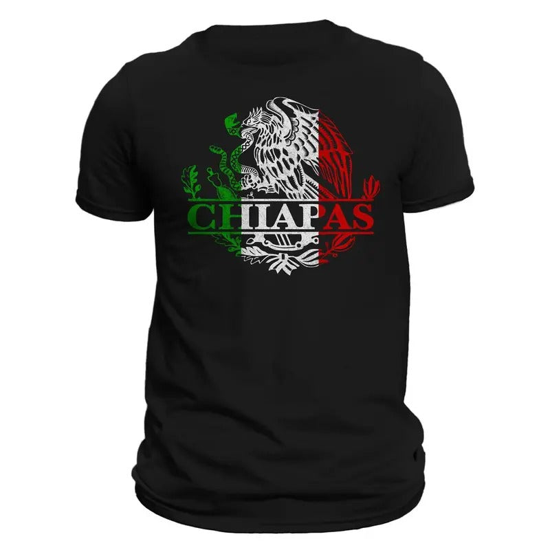 Chiapas Mexico Eagle Emblem T-Shirt - 100% Ring-spun Combed Cotton, Classic Crew Neck, Regular Fit, Casual & Versatile...