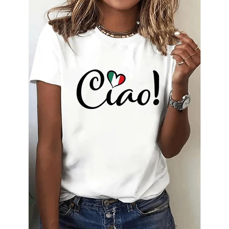 Chic and Italian - inspired T - Shirt: Greet with Style Using "Ciao!" and a Heart