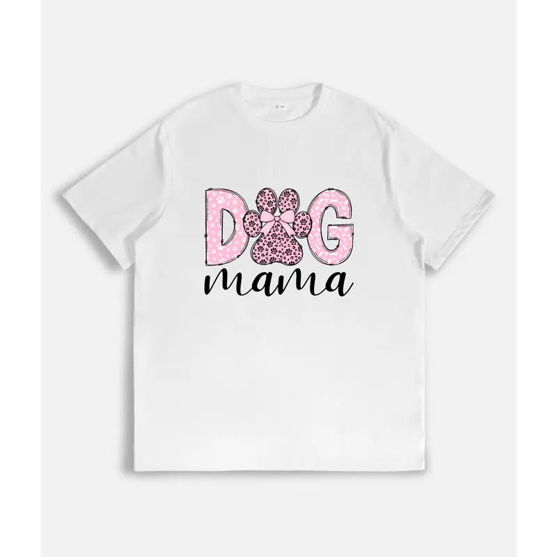 Chic and Playful T - Shirt: "Dog mama" Motif with Leopard