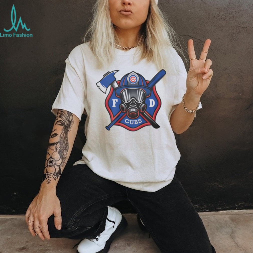 Chicago Cubs Baseball Fire Dept Mascot Logo T Shirt