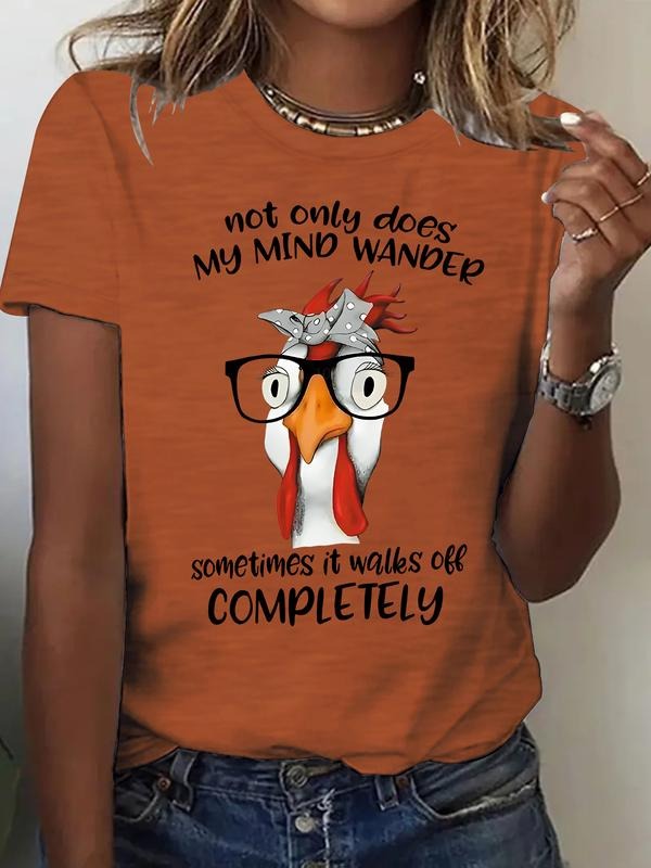 Chick Pattern Printed Fashion Vintage Women's Casual Summer Short Sleeve T-Shirt, Breathable Comfortable Fit S-Xxl, Ideal...