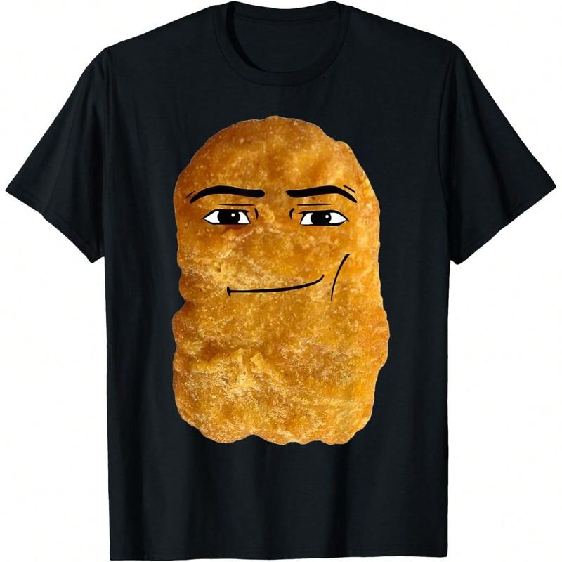 Chicken Nugget Meme T-Shirt Unisex Funny Graphic Tee Casual Cotton Short Sleeve Regular Fit Black Avant-Garde Street...