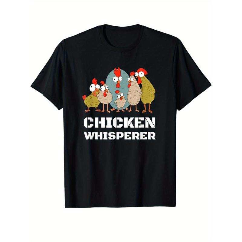 Chicken Print Men's Cotton T-shirt, Casual Short Sleeve Crew Neck T-shirt, Men's Tee For Outdoor made in usa Hoodie,...