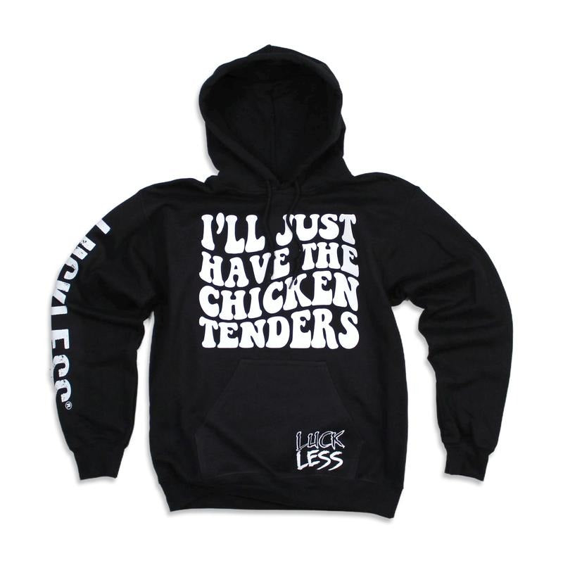 Chicken Tenders Hoodie | Black Cotton Menswear funny sweatshirts T-Shirts | UrbanDripWear.com