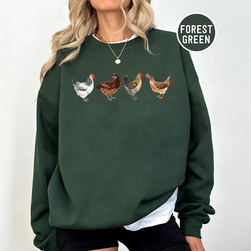 Chickens Crewneck Sweatshirt, Hoodie, T-shirt | UrbanDripWear.com