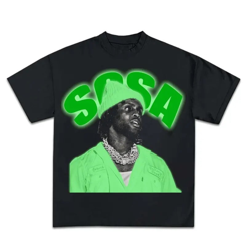 Chief Sosa Green Graphic Big Face Rap Tee Shirt Retro Top Streetwear Hoodie, Sweatshirt | UrbanDripWear.com