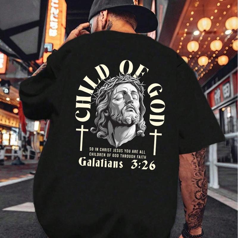 Child Of God - Galatians 3 26 - Aesthetic Jesus Lord Shirt Casual Style Crew Neck Short Sleeve T-Shirt Tops Trendy for...