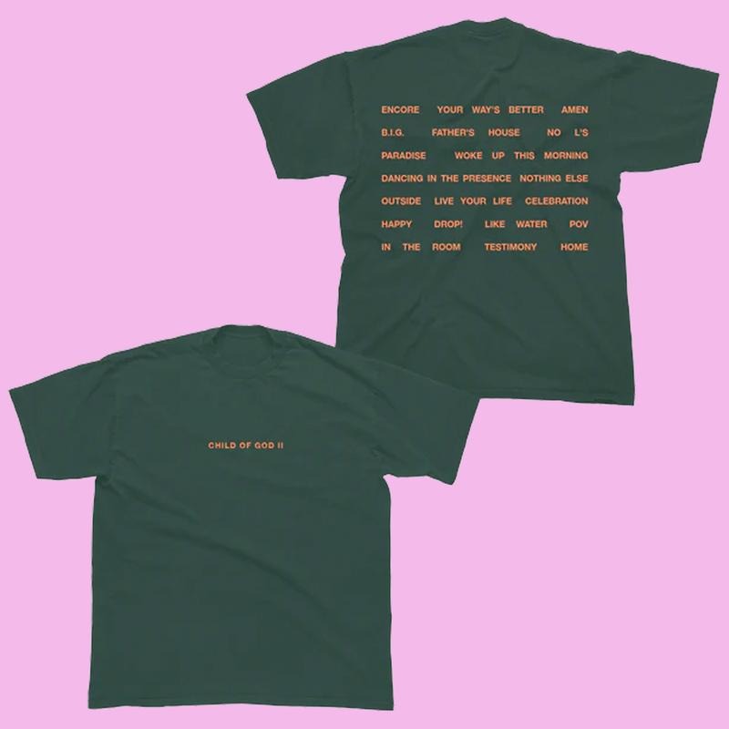 Child Of God II Album Tracklist Tee, Christian Gospel Graphic T-Shirt, Faith-Based Tour Merch, Unisex Menswear Womenswear...