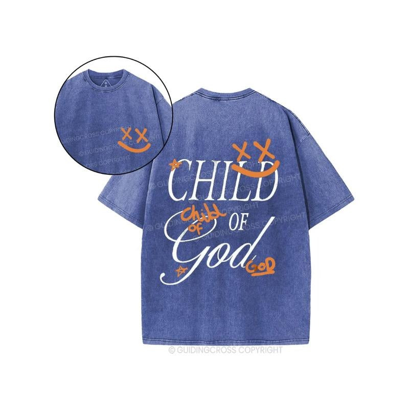 Child Of God Smileface Christian 2 Sided Comfy Printed Tee Pure Cotton Fabric Casual Streetstyle Crew Neck Short Sleeve...