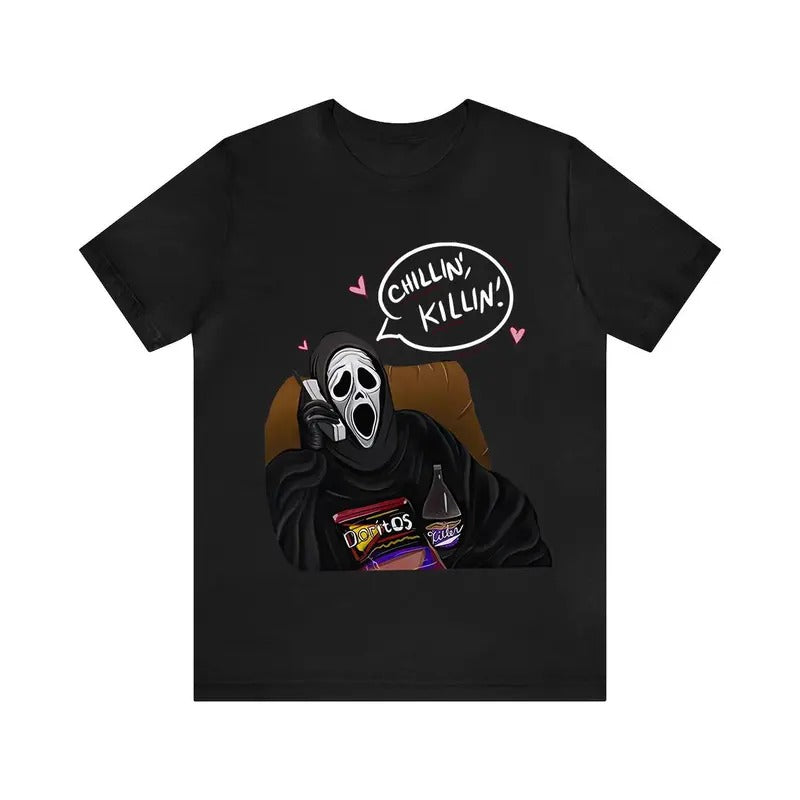Chillin' Killin' Scream T-Shirt, Funny Halloween T-Shirt, Unisex Cotton For Men Women Hoodie, Sweatshirt | UrbanDripWear.com