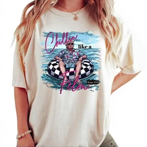 "Chillin Like A Felon T-Shirt, Funny Trump T-Shirt, Trump Summer 2024 Tee, Independce Shirt, Summer Shirt, America Shirt,...