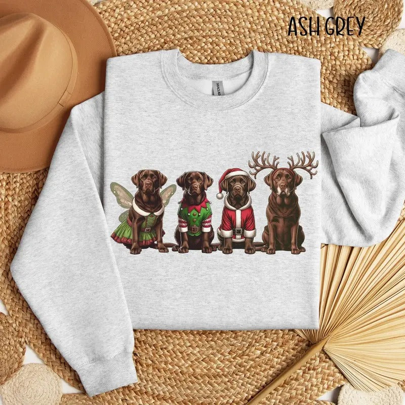 Chocolate Labrador Christmas Sweatshirt, Holiday Brown Lab Shirt, Labrador Retriever Christmas Sweater, Lab Mom...