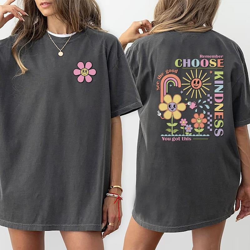 Choose Kindness Shirt, Self Love Shirts, Positive Quote Comfort T-shirt For Women, Inspirational Graphic Printed Cotton...